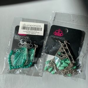 2 pairs of green earrings